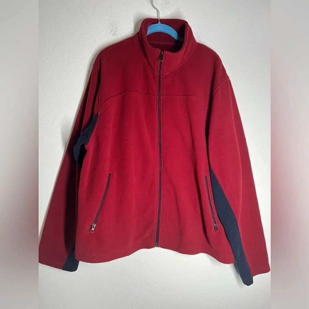 Vintage American Eagle Outfitters Fleece Jacket Size XXL Mens Red Blue Full zip